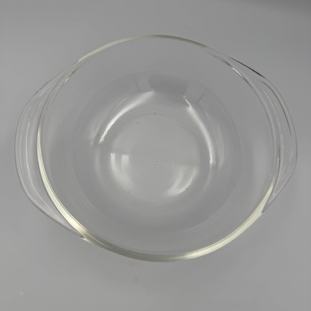 Vintage Pyrex 023 Clear Glass 1.5L Casserole Dish Round Baking Bowl with Handles